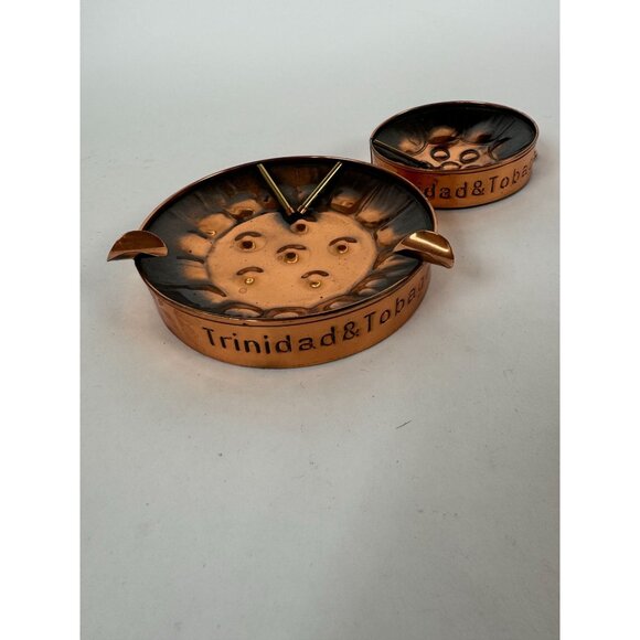 Trinidad & Tobago Copper Steel Drum Ashtray Set - Picture 3 of 16